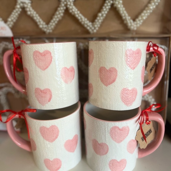 Lang Ceramic Heart-Print Mug Set of 4 - Picture 6 of 8